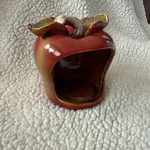 Vintage Ceramic Apple Decorative sponge Holder in Red and Brown